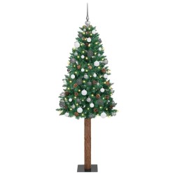 Sapin de Noël mince Vert 210 cm PVC et bois de pin massif 541192541192