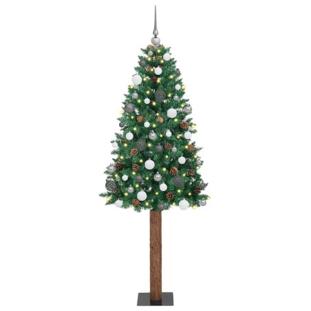Sapin de Noël mince Vert 210 cm PVC et bois de pin massif 541192541192