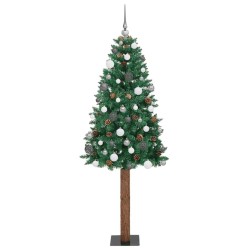 Sapin de Noël mince Vert 210 cm PVC et bois de pin massif 541192541192