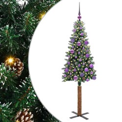 Sapin de Noël mince Vert 150 cm PVC et bois de pin massif 541207541207