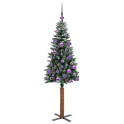 Sapin de Noël mince Vert 150 cm PVC et bois de pin massif 541207541207