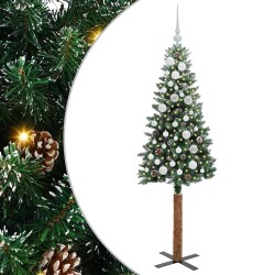 Sapin de Noël mince Vert 150 cm PVC et bois de pin massif 541208541208
