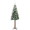 Sapin de Noël mince Vert 150 cm PVC et bois de pin massif 541208541208