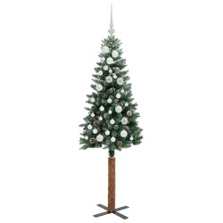 Sapin de Noël mince Vert 150 cm PVC et bois de pin massif 541208541208