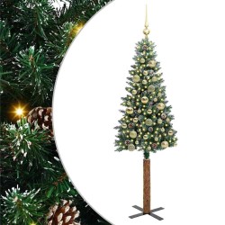 Sapin de Noël mince Vert 150 cm PVC et bois de pin massif 541209541209