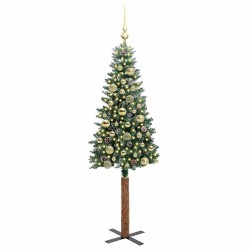 Sapin de Noël mince Vert 150 cm PVC et bois de pin massif 541209541209