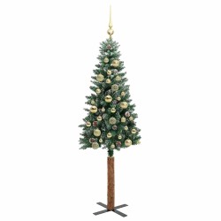 Sapin de Noël mince Vert 150 cm PVC et bois de pin massif 541209541209