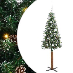Sapin de Noël mince Vert 150 cm PVC et bois de pin massif 541210541210