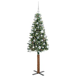 Sapin de Noël mince Vert 150 cm PVC et bois de pin massif 541210541210