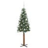 Sapin de Noël mince Vert 150 cm PVC et bois de pin massif 541210541210