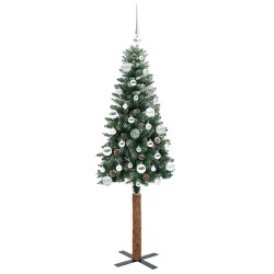 Sapin de Noël mince Vert 150 cm PVC et bois de pin massif 541210541210