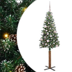 Sapin de Noël mince Vert 150 cm PVC et bois de pin massif 541211541211