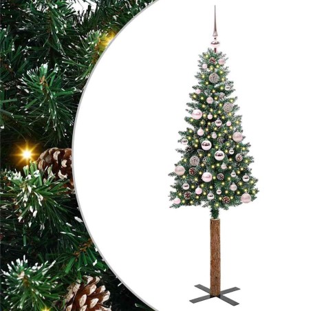 Sapin de Noël mince Vert 150 cm PVC et bois de pin massif 541211541211