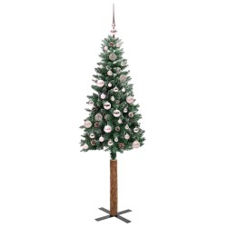 Sapin de Noël mince Vert 150 cm PVC et bois de pin massif 541211541211
