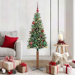 Sapin de Noël mince Vert 150 cm PVC et bois de pin massif 541212541212