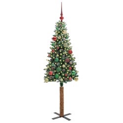 Sapin de Noël mince Vert 150 cm PVC et bois de pin massif 541212541212