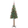 Sapin de Noël mince Vert 150 cm PVC et bois de pin massif 541212541212