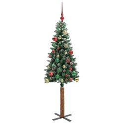 Sapin de Noël mince Vert 150 cm PVC et bois de pin massif 541212541212