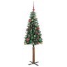 Sapin de Noël mince Vert 150 cm PVC et bois de pin massif 541212541212