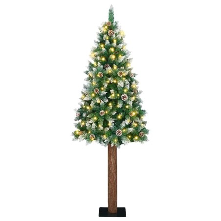 Sapin de Noël mince Vert 180 cm PVC et bois de pin massif 541214541214