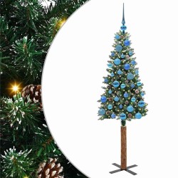 Sapin de Noël mince Vert 150 cm PVC et bois de pin massif 541215541215