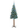 Sapin de Noël mince Vert 150 cm PVC et bois de pin massif 541215541215