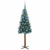 Sapin de Noël mince Vert 150 cm PVC et bois de pin massif 541215541215