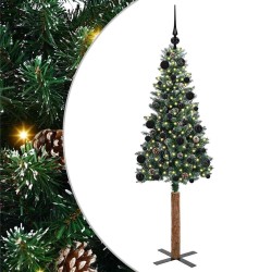 Sapin de Noël mince Vert 150 cm PVC et bois de pin massif 541217541217