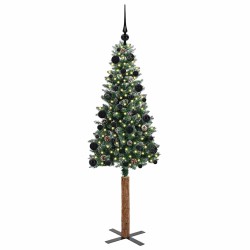 Sapin de Noël mince Vert 150 cm PVC et bois de pin massif 541217541217