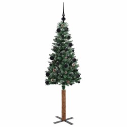 Sapin de Noël mince Vert 150 cm PVC et bois de pin massif 541217541217