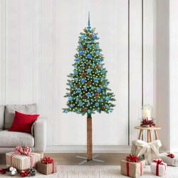 Sapin de Noël mince Vert 210 cm PVC et bois de pin massif 541218541218