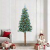 Sapin de Noël mince Vert 210 cm PVC et bois de pin massif 541218541218