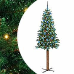 Sapin de Noël mince Vert 210 cm PVC et bois de pin massif 541218541218