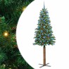 Sapin de Noël mince Vert 210 cm PVC et bois de pin massif 541218541218