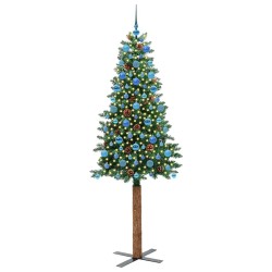 Sapin de Noël mince Vert 210 cm PVC et bois de pin massif 541218541218