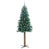 Sapin de Noël mince Vert 210 cm PVC et bois de pin massif 541218541218