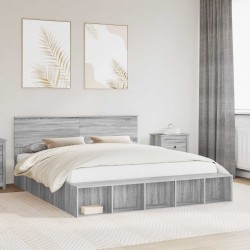 Cadre de lit Gris Sonoma 200 x 200 cm Bois d'ingénierie 541251541251