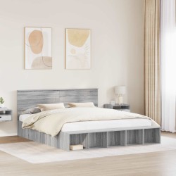 Cadre de lit Gris Sonoma 200 x 200 cm Bois d'ingénierie 541251541251