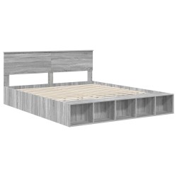 Cadre de lit Gris Sonoma 200 x 200 cm Bois d'ingénierie 541251541251