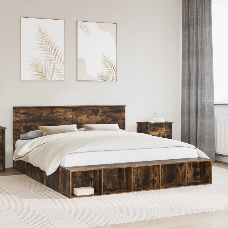 Cadre de lit Chêne fumé 180 x 200 cm Bois d'ingénierie 541259541259