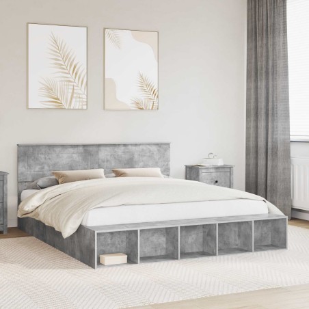Cadre de lit Gris béton 180 x 200 cm Bois d'ingénierie 541261541261