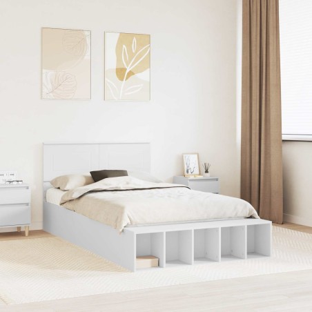 Cadre de lit avec étagère Blanc 135 x 190 cm Bois d'ingénierie 541262541262