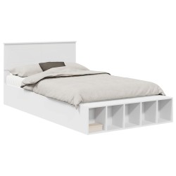 Cadre de lit avec étagère Blanc 135 x 190 cm Bois d'ingénierie 541262541262