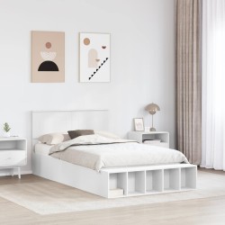 Cadre de lit avec étagère Blanc 135 x 190 cm Bois d'ingénierie 541262541262