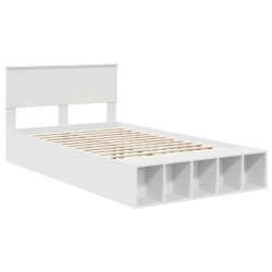 Cadre de lit avec étagère Blanc 135 x 190 cm Bois d'ingénierie 541262541262