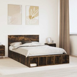 Cadre de lit Chêne fumé 150 x 200 cm Bois d'ingénierie 541330541330