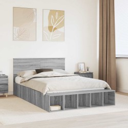 Cadre de lit Gris Sonoma 140 x 190 cm Bois d'ingénierie 541333541333