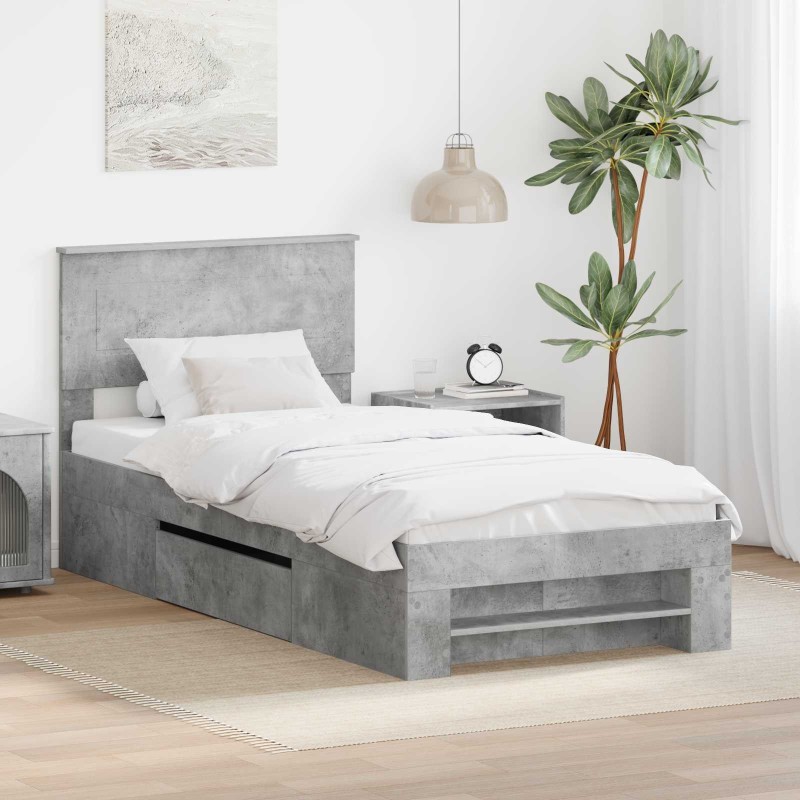 Cadre de lit Gris béton 100 x 200 m Bois d'ingénierie 541366541366