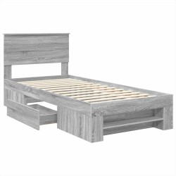 Cadre de lit Gris Sonoma 100 x 200 m Bois d'ingénierie 541368541368