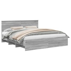 Cadre de lit Gris Sonoma 200 x 200 cm Bois d'ingénierie 541374541374